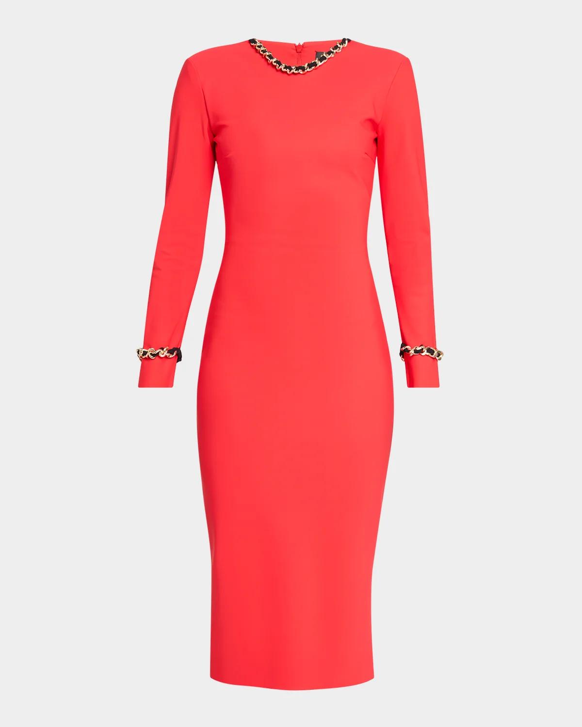 Chiara Boni La Petite Robe Klara Chain-Trim Bodycon Midi Dress