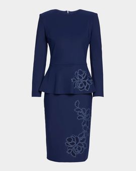 Chiara Boni La Petite Robe Medarialumi Floral Peplum Midi Dress