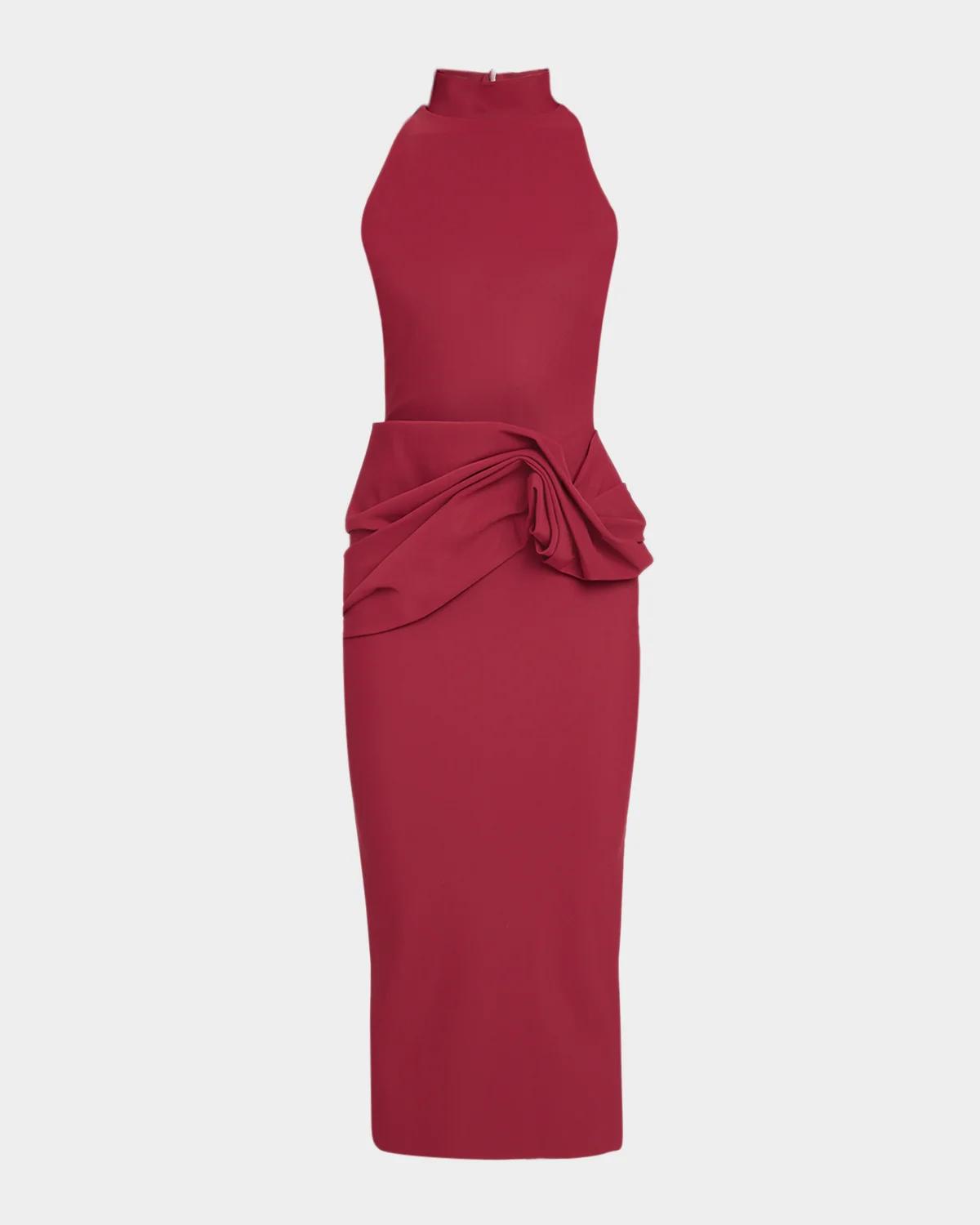 Chiara Boni La Petite Robe Morpheus Ruffle Mock-Neck Midi Dress