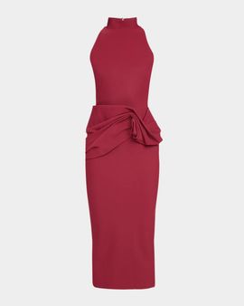 Chiara Boni La Petite Robe Morpheus Ruffle Mock-Neck Midi Dress