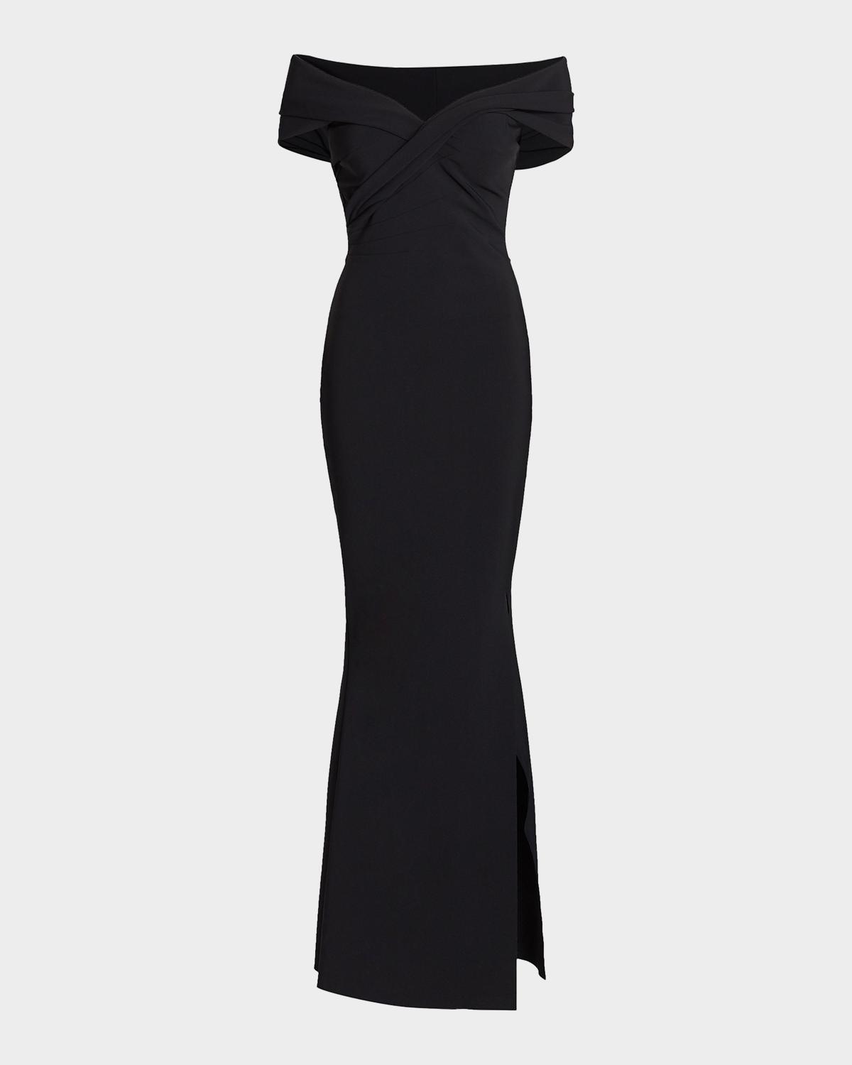 Chiara Boni La Petite Robe Portrait Neckline Stretch-Jersey Trumpet Gown