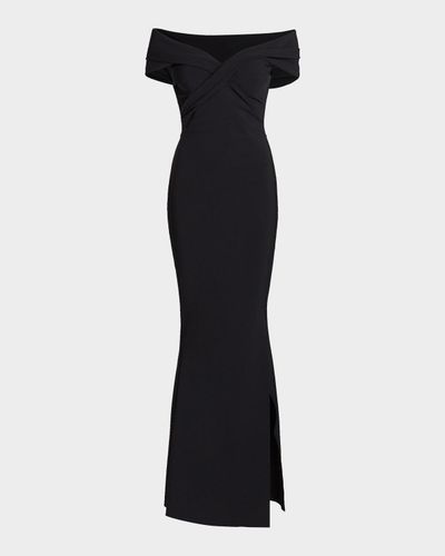 Chiara Boni La Petite Robe Portrait Neckline Stretch-Jersey Trumpet Gown