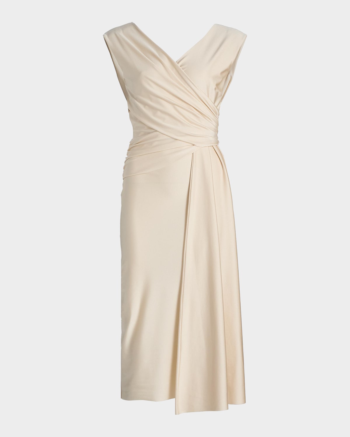 Chiara Boni La Petite Robe Rahim Draped Wrap-Front Midi Sheath Dress
