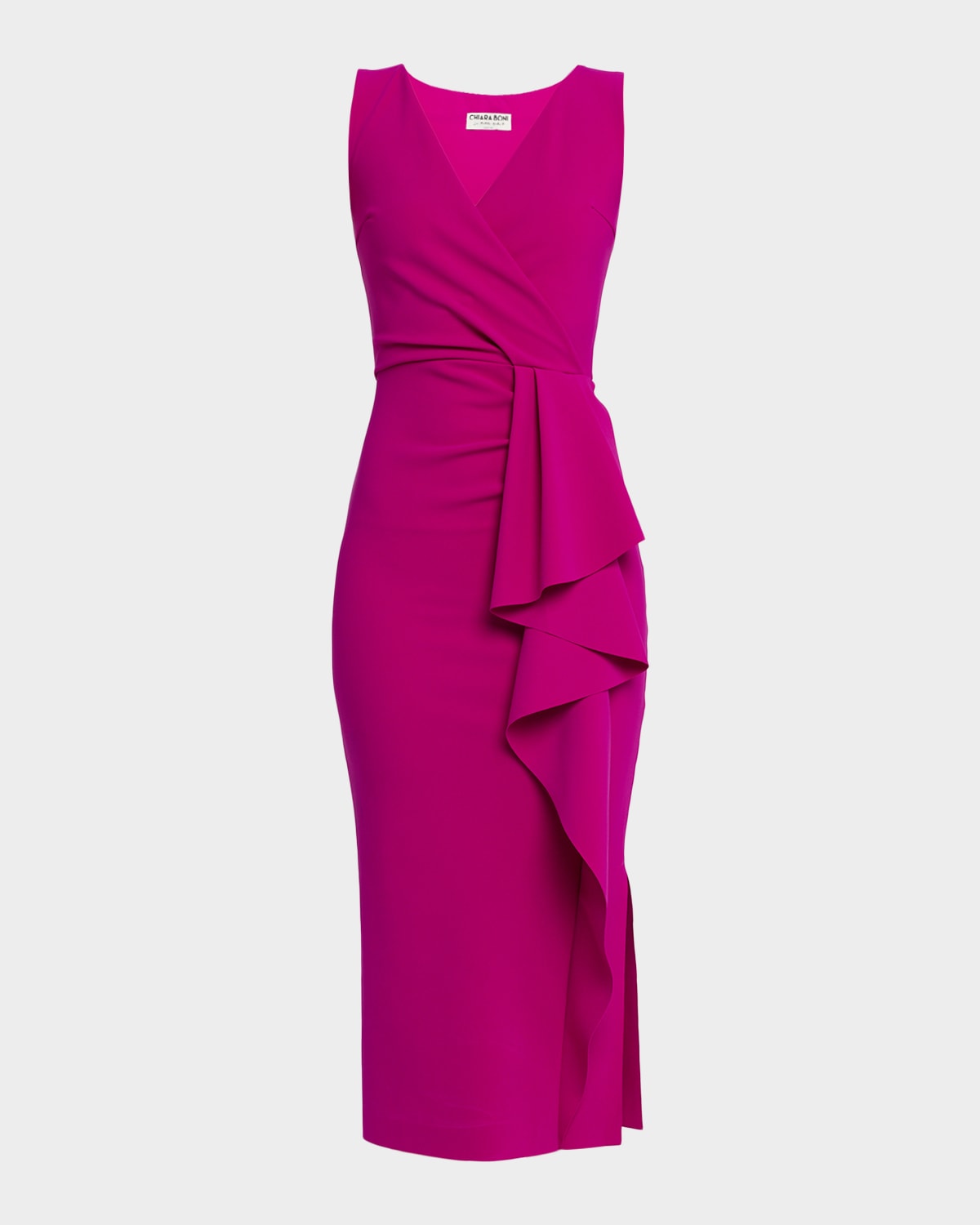 Chiara Boni La Petite Robe Sayon Ruffle Drape Bodycon Midi Dress