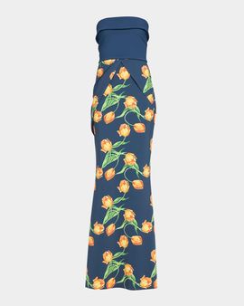Chiara Boni La Petite Robe Sharuki Floral Strapless Sheath Gown