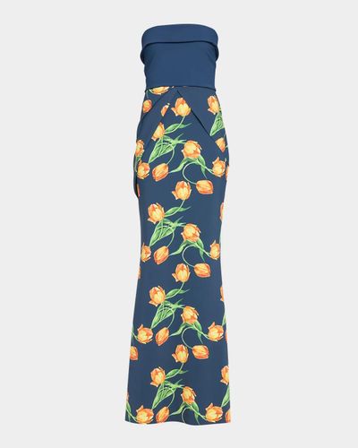 Chiara Boni La Petite Robe Sharuki Floral Strapless Sheath Gown