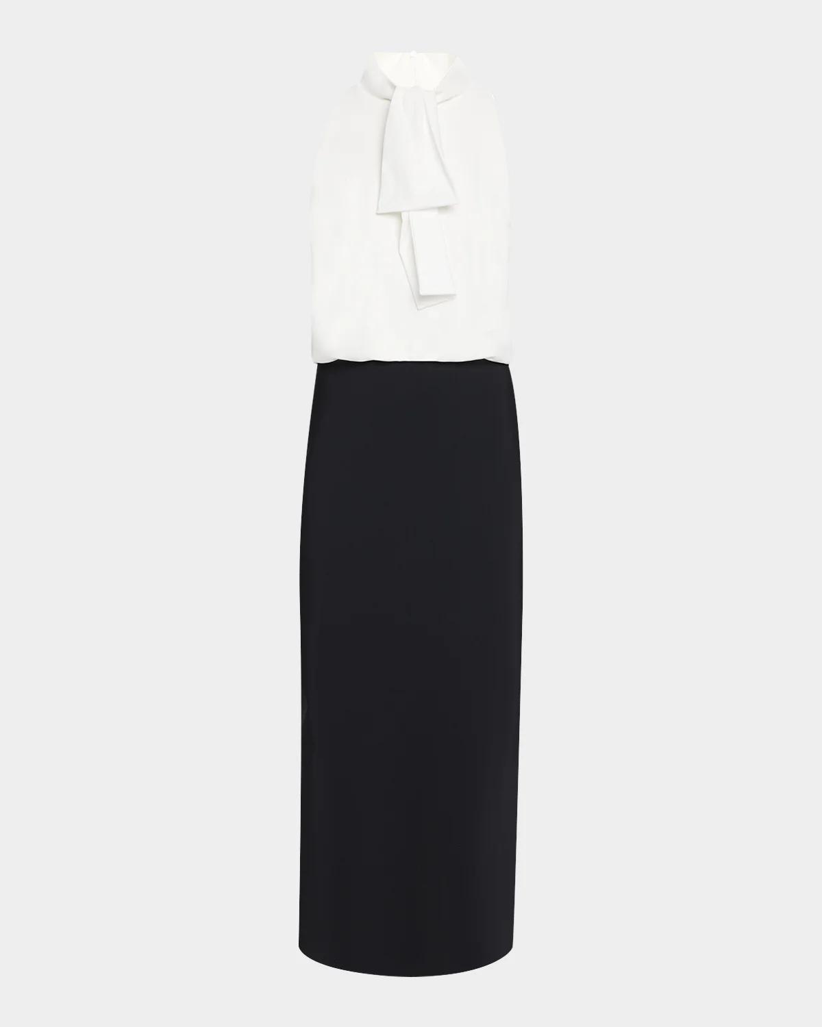 Chiara Boni La Petite Robe Silke Tie-Neck Colorblock Midi Dress
