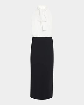 Chiara Boni La Petite Robe Silke Tie-Neck Colorblock Midi Dress
