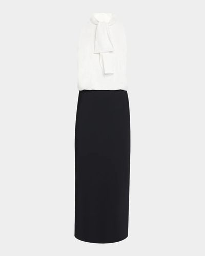 Chiara Boni La Petite Robe Silke Tie-Neck Colorblock Midi Dress