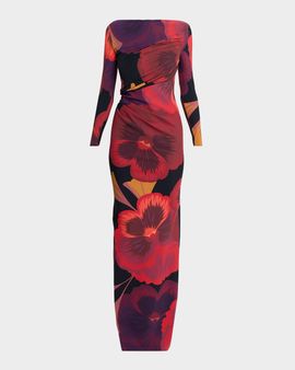 Chiara Boni La Petite Robe Soleo Floral-Print Column Gown
