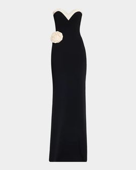 Chiara Boni La Petite Robe Strapless Sweetheart Rosette Gown