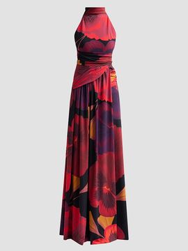 Chiara Boni La Petite Robe Women's Ankita Floral Draped Mock-Turtleneck Maxi Dress