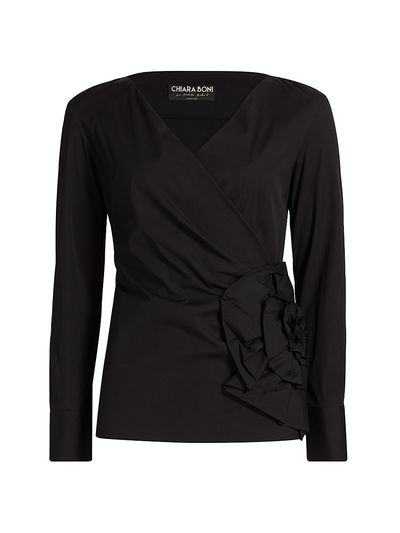 Chiara Boni La Petite Robe Women's Eliman Rosette-Detailed Wrap-Style Top