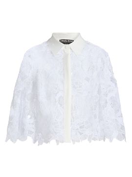Chiara Boni La Petite Robe Women's Euryd Lace Open-Knit Button-Front Shirt
