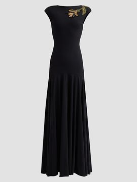 Chiara Boni La Petite Robe Women's Isolda Beaded 3D Flower Appliqué Drop-Waist Maxi Dress