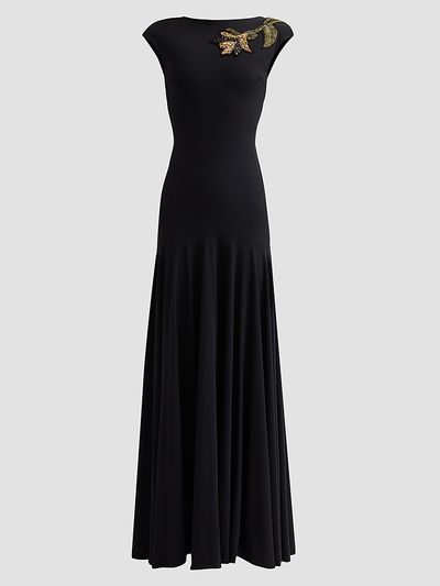 Chiara Boni La Petite Robe Women's Isolda Beaded 3D Flower Appliqué Drop-Waist Maxi Dress