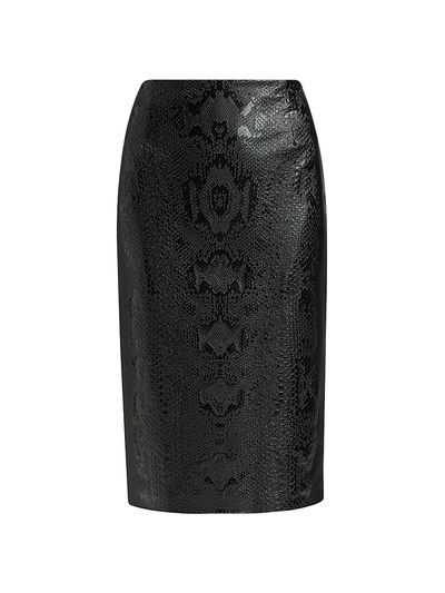 Chiara Boni La Petite Robe Women's Lumi Snakeskin-Effect Coated Jersey Midi-Skirt