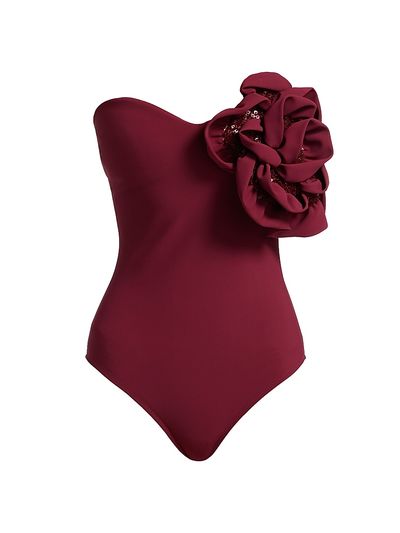 Chiara Boni La Petite Robe Women's Panai RC Sequined Rosette Strapless One-Piece Swimsuit