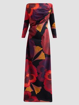 Chiara Boni La Petite Robe Women's Soleo Floral Draped Long-Sleeve Gown