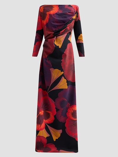 Chiara Boni La Petite Robe Women's Soleo Floral Draped Long-Sleeve Gown