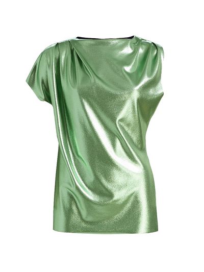 Chiara Boni La Petite Robe Women's Teruo Metallic Draped One-Sleeve Top