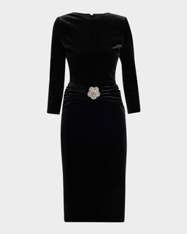Chiara Boni La Petite Robe Yaras Embellished Velvet Bodycon Midi Dress