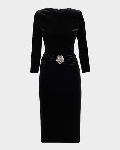 Chiara Boni La Petite Robe Yaras Embellished Velvet Bodycon Midi Dress