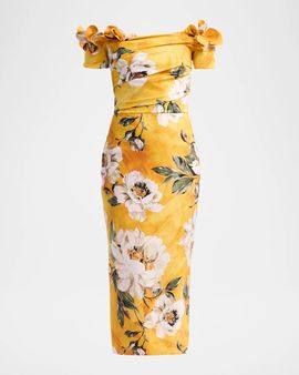 Chiara Boni La Petite Robe Yiana Floral Off-the-Shoulder Midi Dress