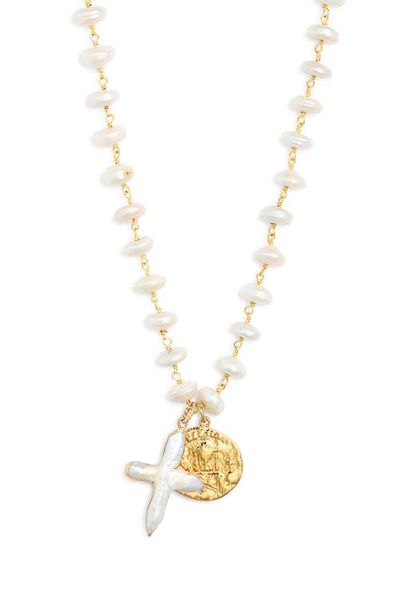 Child of Wild Child of Wild El Mar Imitation Pearl Cross Necklace