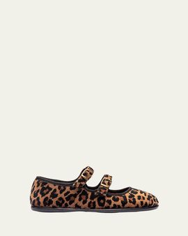 Childrenchic Girl's Carla Animal-Print Mary Jane Ballerina Flats, Toddler/Kids