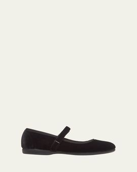 Childrenchic Girl's Cassie Velvet Mary Jane Ballerina Flats, Toddler/Kids