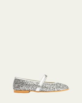 Childrenchic Girl's Stella Glitter Mary Jane Ballerina Flats, Toddler/Kids
