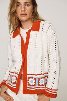 Chinti & Parker 100% Cotton Crochet Cardigan