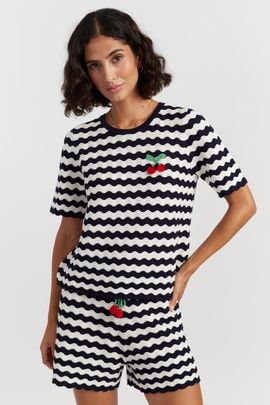 Chinti & Parker Chinti & Parker Cherry Crochet Tee