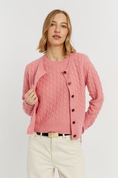 Chinti & Parker Chinti & Parker Pure Cashmere Cabled Crew Neck Cardigan