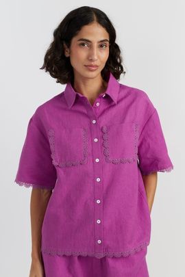 Chinti & Parker Chinti & Parker Sienna Linen-Blend Scallop Edge Shirt