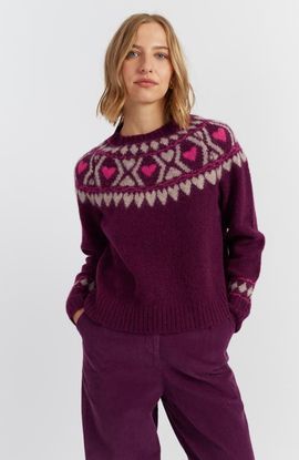 Chinti & Parker Chinti & Parker Wool Blend Heart Fair Isle Sweater