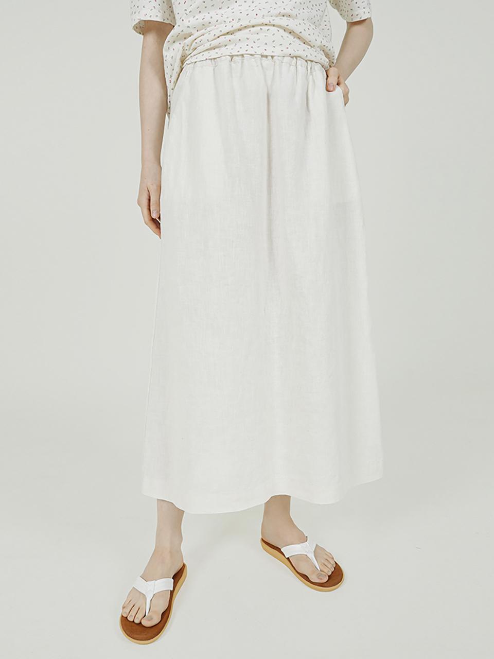 CHIQUITA All-band Natural Linen Skirt [light brown] (252402SOT)
