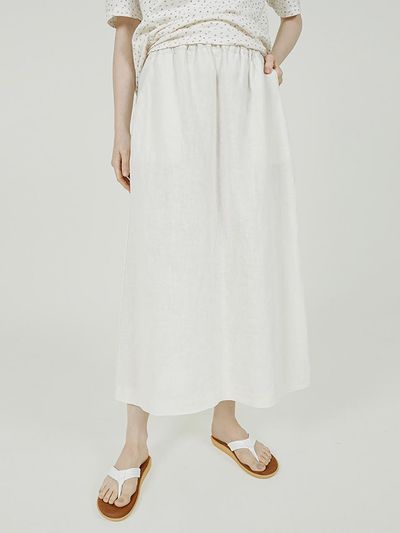 CHIQUITA All-band Natural Linen Skirt [light brown] (252402SOT)