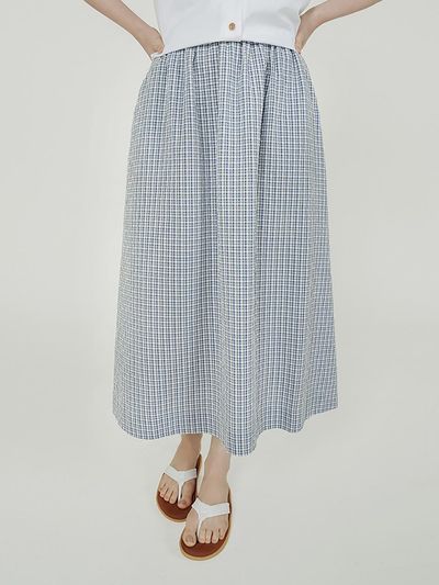CHIQUITA All Band A Check Skirt [Blue] (252403CBL)