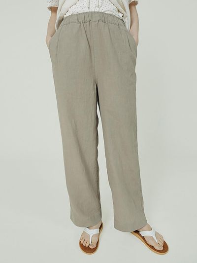 CHIQUITA All Band Wide Linen Pants [Beige] (252502SBE)
