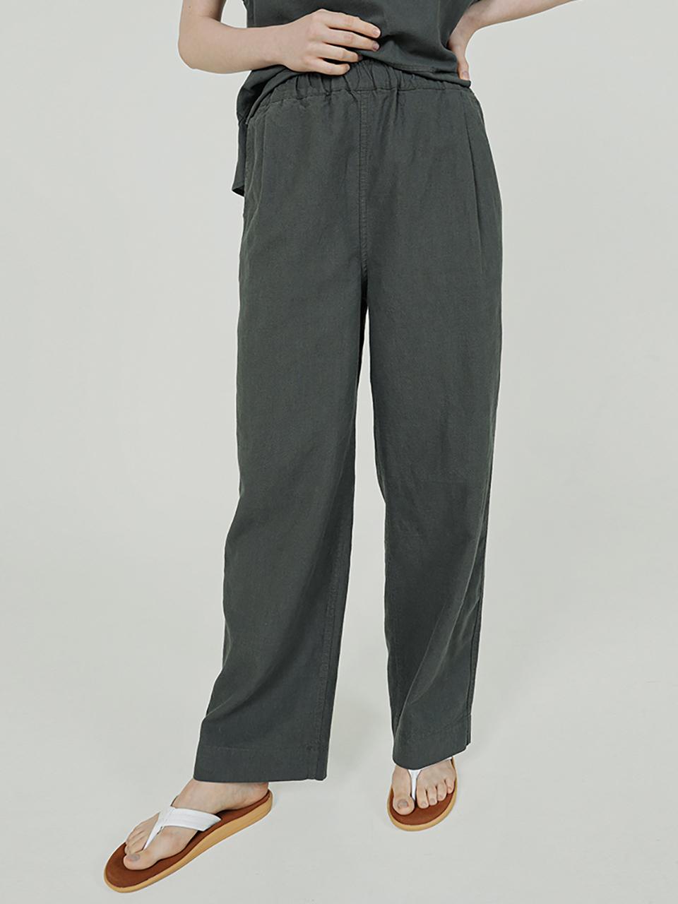 CHIQUITA All Band Wide Linen Pants [Khaki] (252502SKH)