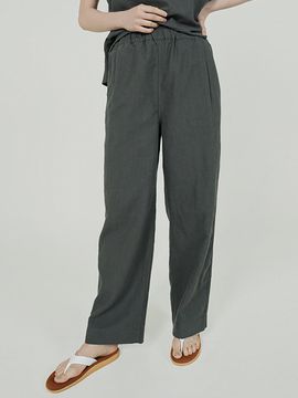 CHIQUITA All Band Wide Linen Pants [Khaki] (252502SKH)