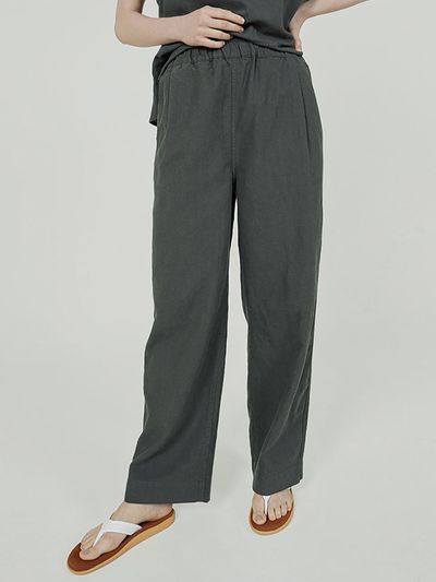 CHIQUITA All Band Wide Linen Pants [Khaki] (252502SKH)