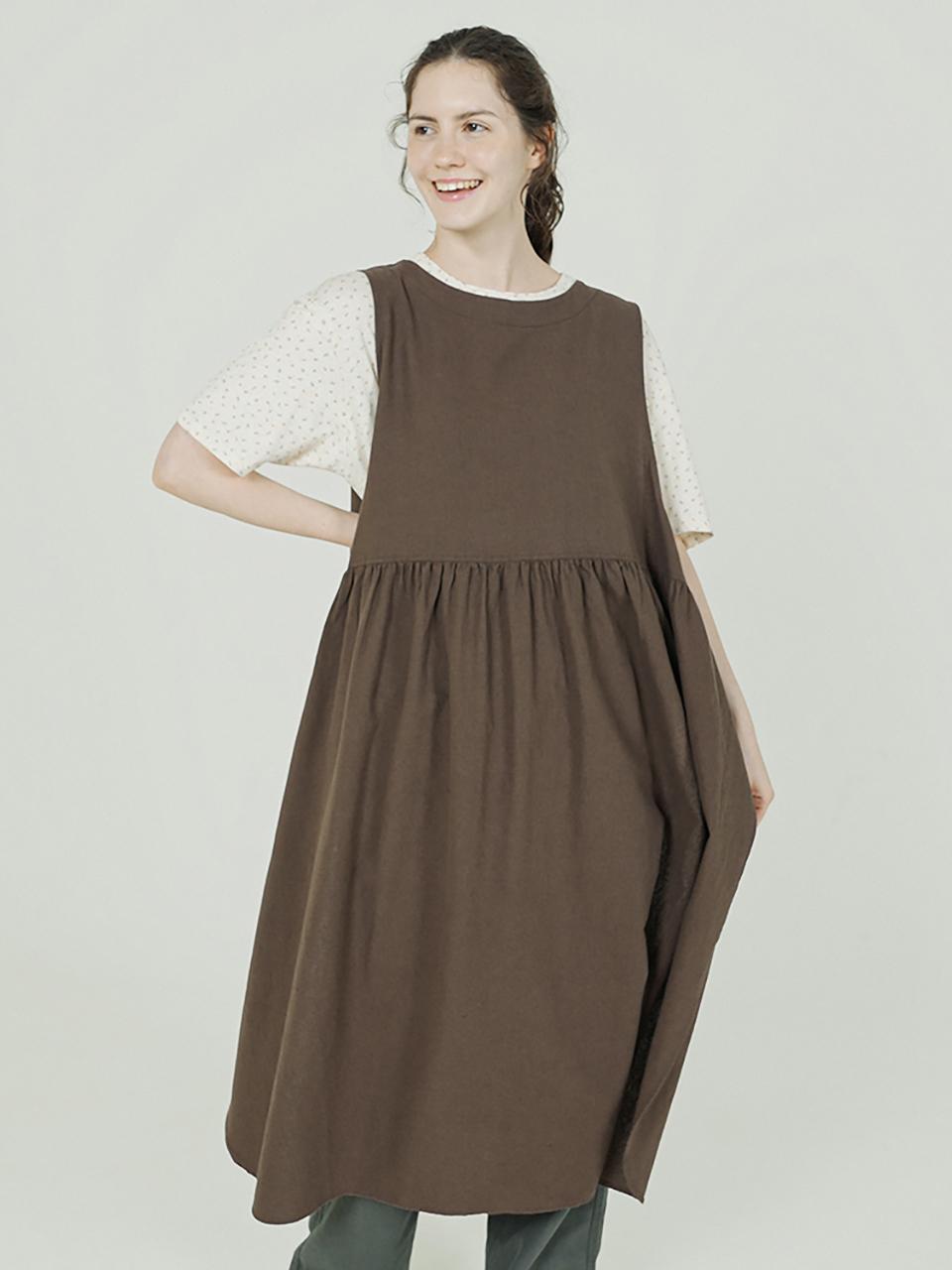 CHIQUITA Apron Linen Dress [Brown] (252201SBR)