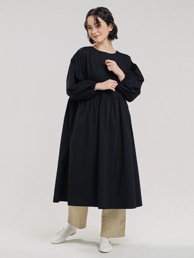 CHIQUITA Balloon Cotton Dress [Black] (241203SBK)
