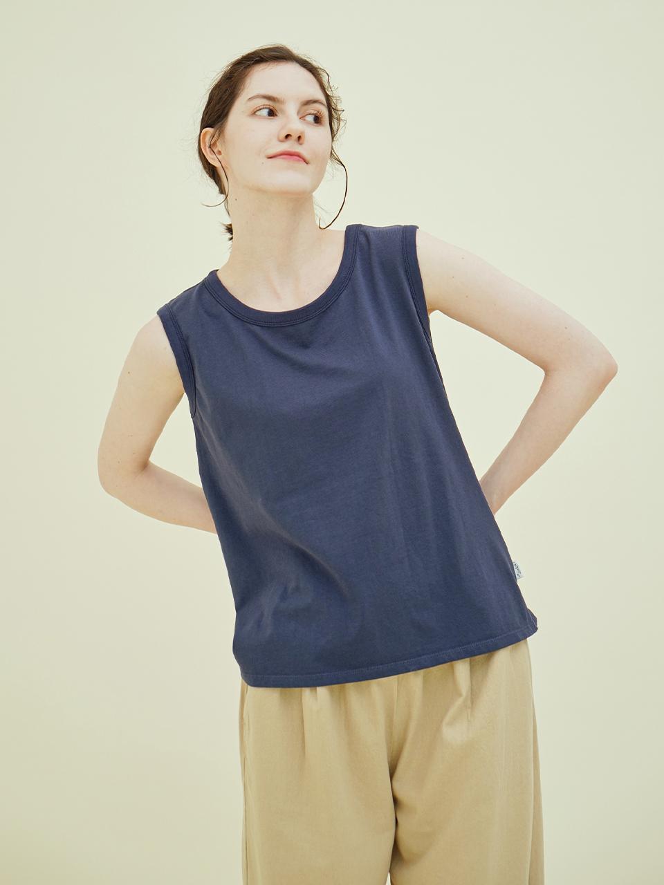 CHIQUITA Basic Sleeveless Cotton Tank [Navy] (242606SNV)