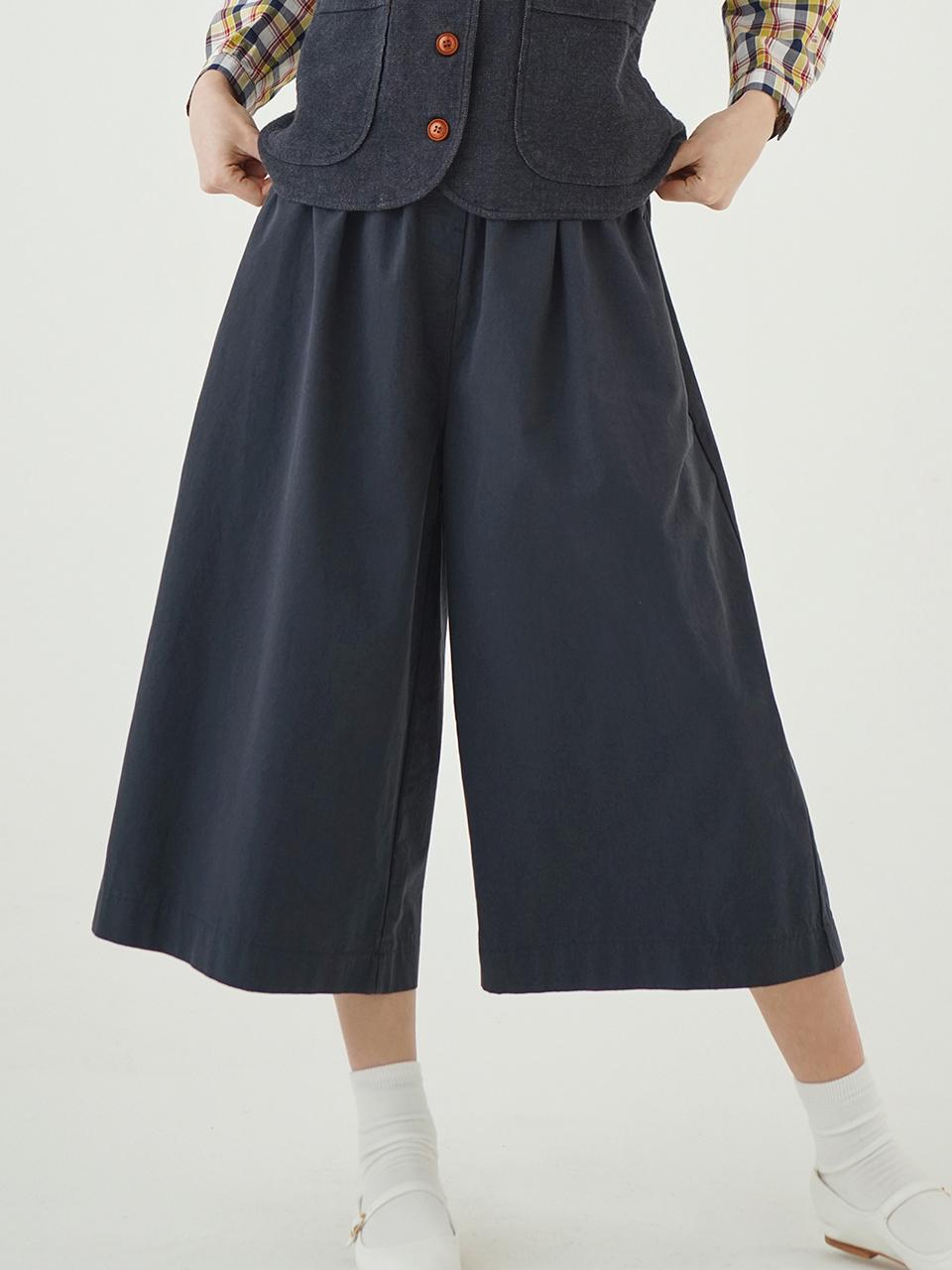 CHIQUITA Chino Shirring Cotton Pants [Navy] (231501SNV)