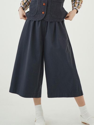CHIQUITA Chino Shirring Cotton Pants [Navy] (231501SNV)