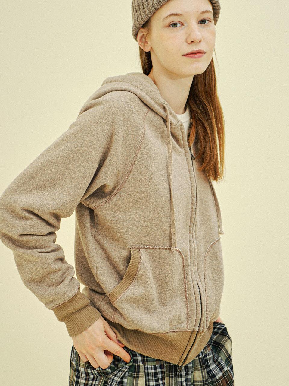 CHIQUITA Hoodie Zip-up Cotton Casual Jacket [Beige] (243105SBE)